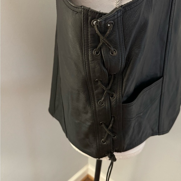Bonus leather vest Black Size 44 VINTAGE - Picture 7 of 10